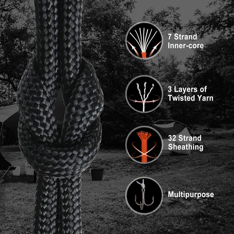 WEREWOLVES 550 Paracord Kits 100ft Each Color - 5 Colors Parachute Cord Combo 7 Strand Type III Parachute Cord 4mm for Crafting, Dog Collar, Survival Bracelets - Image 5
